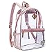 Clear Backpack Transparent Casual Daypack Travel Lightweight Bookbag See-Through Rucksack for Men/Women(Rose Gold)