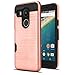Nexus 5X Case, AnoKe [Credit Card Slots Holder][Not Wallet] Hard silicone Rubber Hybrid Armor Shockproof Protective Holster Cover Case for Google Nexus 5X - KLS Rose Gold