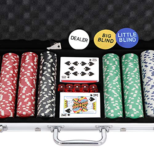 JungleA 500 Poker Chips Set 11.5 Gram Dice Style Clay Casino Chips Poker Game Equipment with Aluminum Case - Thumbnail 5