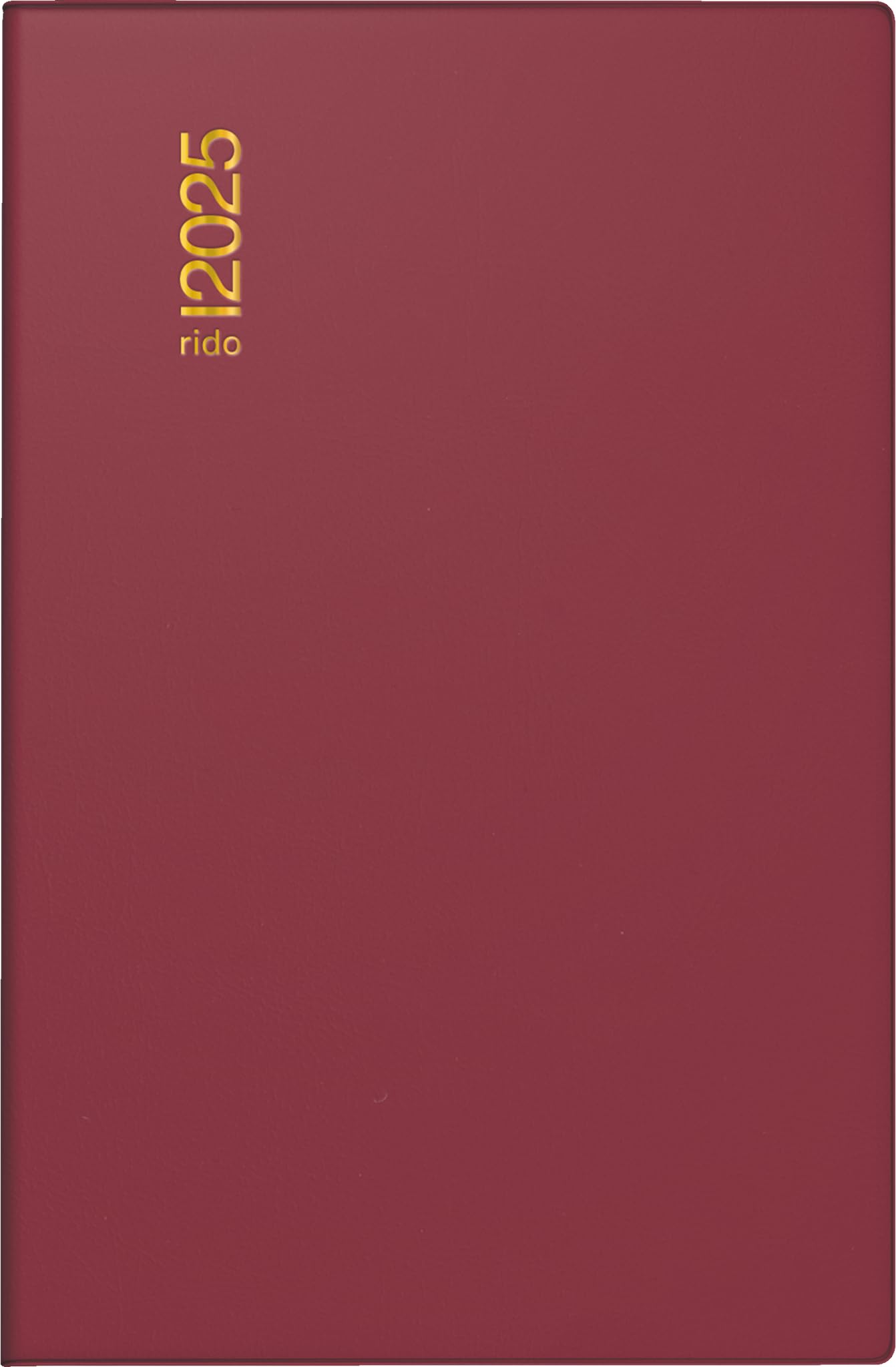 rido/idé Pocket Diary Model Partner/Industrie I (2025), 2 Pages = 1 Week, A7, 224 Pages, Plastic Cover, Bordeaux
