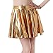 HDE Women's Shiny Liquid Metallic Wet Look Flared Pleated Skater Skirt Gold - M