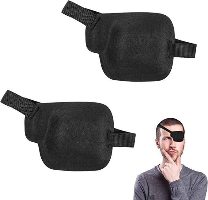 Hsthe Sea 2PCS 3D Eye Patches for Adults Adjustable Eye Patches for Eye for Surgery Recovery Period Daily Use (Black)