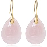 Wovanoo Natural Stone Earrings for Women Boho Dangle Drop Earrings Gemstone Fishhoop Statement Gold Earring