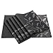 Vinyl Black Place Mats Heat Resistant with Leaf Design for Dining Table Kitchen Non-Slip Washable PVC Set of 6