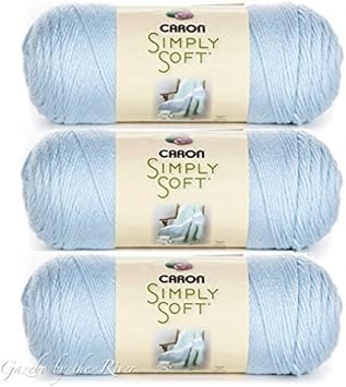 3 Pack Caron Simply Soft 100 Acrylic Yarn Soft Blue 9712 6 Oz Skeins