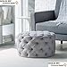 Round Ottoman Grey, This Large Tufted Round Ottoman Features a Textured All Over Sleek Contemporary Look, This Gray Round Ottoman Is the Perfect Footstool in Your Living Room Area!