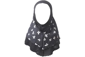 JOIZPAPA Girls Muslim Hijab Double Layer Head Scarf Kids Islamic Arab Scarf Shawls Head Wrap