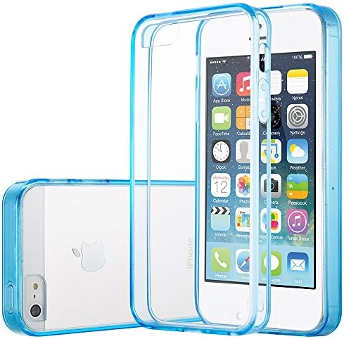 iPhone 5S Case, iPhone SE Case, GearDawn [PC + TPU] Transparent Ultra-Slim Protective Light-Weight Shock-Absorption TPU Bumper and Anti-Scratch [Crystal Clear] Back For Apple iPhone SE/5/5S (Blue)