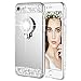iPhone 7 8 Case, Caka iPhone 7 Glitter Case Rhinestone Series Luxury Cute Shiny Bling Mirror Makeup Case for Girls with Ring Kickstand Diamond TPU Case for iPhone 7 8 (Silver)