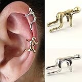 HuntGold 1X Unisex Earring Climbing Man Type No Piercing Cartilage Clip Ear Cuff(Silver)