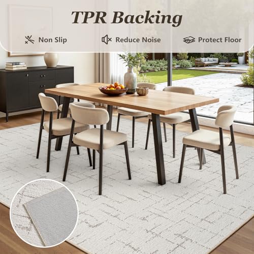 Area Rug for Living Room Rug-Carpet 6x9 Bedroom Rugs Textured Tufted Jacquard Modern Neutral Soft Washable Luxury Rug for Dining Room Nursery Non Slip Beige