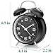 DreamSky Battery Alarm Clock with Backlight on Demand, 4 InchesTwin Bell Loud Alarm Clock for Heavy Sleeper, 3D Number Display, Non Ticking, Battery Operated.