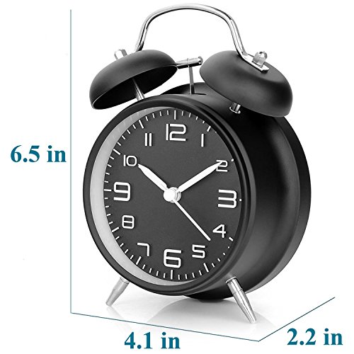 DreamSky Battery Alarm Clock with Backlight on Demand, 4 InchesTwin