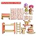 HNVOUER Dollhouse Furniture, Wooden Dollhouse Furniture, Dollhouse Furniture Set, Colorful Wooden Dollhouse