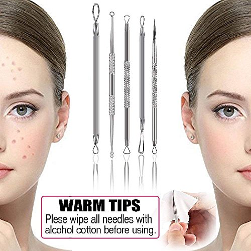 Blackhead Remover Kit Acne Extractor Tool,5-in-1 Blackhead Blemish Whitehead Remover,Pimple Comedone Extractor Popping Tool,Blackhead Whitehead Acne Extractor Removal,Blackhead Treatment for Skin Care