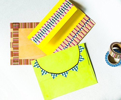DIY Crew Washi Tape, Pack of 10. Colorful Decorative Paper Tape Set with Geometric Pattern Designs Cute Colored Collection