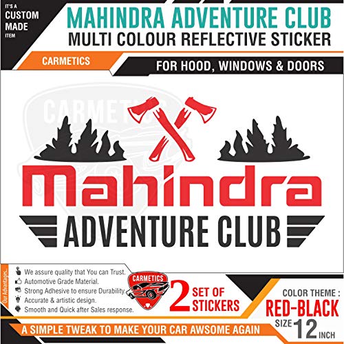 CarMetics Mahindra Adventure Club Sticker for Mahindra Xylo Black Red 2Pcs – car Adventure Stickers Decal Mahindra Exterior Sticker Graphics Accessories