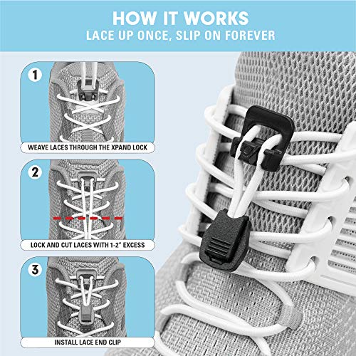 XPAND Round Lacing. Elastic No Tie Shoelaces Quick Release Tension