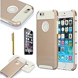 iPhone 6 Case, oneCase? Hybrid High Impact Shockproof Protective Case Hard Plastic+Soft Silicon Rubber Armor Defender Case Cover for Apple iPhone 6 4.7 inch Screen with Stylus & Screen Protector (Gold/White)