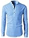 H2H Mens Casual Slim Fit Basic Designed Roll-up Sleeve Popover Henley Shirts