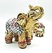 Mose Cafolo Feng Shui Set of 7 pcs ~ Vintage Golden Indian Elephant Family Statues Wealth Lucky Figurines Home Decor Housewarming Congratulatory Gift