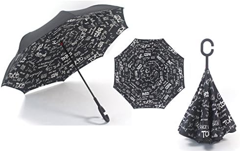 Inverted Double Layer Windproof UV Protection Reverse folding Umbrellas (Mixed English Words)