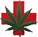 Novelty Iron on - Weed Medical Red Cross Marijuana Pot Leaf Patch