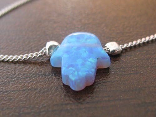 Hamsa bracelet, opal bracelet, silver bracelet, silver hamsa bracelet, sideways bracelet, silver hand bracelet, dainty bracelet, charm bracelet