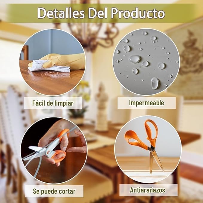 STAZWOUZZ Mantel Transparente PVC, 116×243cm PVC Manteles para Mesa, Protector de Mesa Transparente