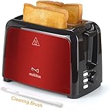 2 Slice Toaster, Multifun Stainless Steel Toaster with Warm Rack, Removable Crumb Tray, 7 Bread Shade Settings, Reheat/Cancel