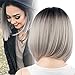 netgo Bob Wig Grey Ombre Wigs Short Straight Synthetic Hair Full Wig for Women
