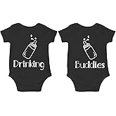 CBTwear Drinking Buddies - Matching Twin Babies - Baby Clothes - Funny Newborn Bodysuit Outfits for Boys and Girls
