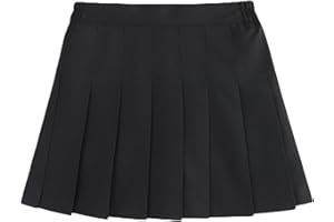 Girls Pleated Skirt School Uniform Skort Elastic Waist Mini Skirts Pull On Basic Preppy Skirt Loose Casual Skirts