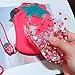 Glitter Liquid Floating Stars Red Strawberry Case with Strap for iPhone 6Plus 6s+ 6+ 3D Soft Silicone Ultra Thick Protective Cute Fresh Bling Shiny Bold Gift Kids Women Teens Girls