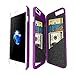 iPhone 7 Plus Mirror Wallet Case for Women - Spessn Enclosed Mirror Back Cover with 3 Bank Card Slot Protective Hard Case, HD Screen Protective Film for Apple iPhone 7 Plus -5.5 Inch (Purple)