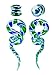 BodyJ4You 4PC Glass Ear Tapers Plugs 00G Blue Green Ribbon Teardrop Spiral Gauges Piercing Set