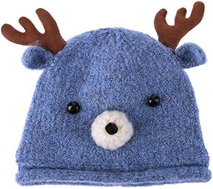 Kid's Wool Beanie Cap (FST/Kids/Deer/Cap/Blue_Blue_1-3 Years)