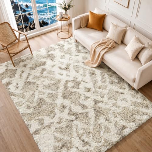 Livabliss Paula Sarajevo Shaggy Rug, Bedroom – 160x220 cm, Beige & White