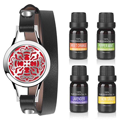 Birthday Gifts for Women, Essential Oil Diffuser Bracelet with Lavender, Peppermint, Sweet Orange and Lemongrass Unique Gift Idea for Girlfriend, Mother, Coworker, Aunt