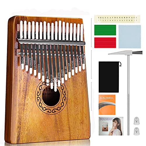 Musfunny 17-Key Kalimba Thumb Piano - Portable Mahogany Wood Instrument With Tuning Hammer & Case