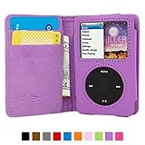 iPod Classic Case, Snugg Purple Leather Flip Case [Card Slots] Executive Apple iPod Classic Wallet Case Cover and Stand - Legacy Series