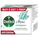 Dettol & Moms Bathing Soap Tulsi, 125g, Buy 3 Get 1