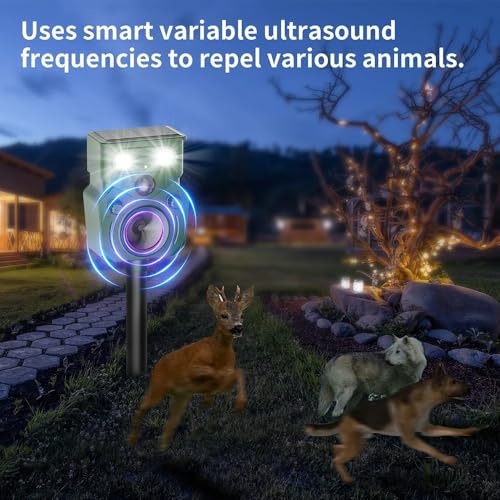 2026 Nuevo Repelente Solar Ultrasónico de Animales para Patio IP65, Repelente de Animales, Repelente Ultrasónico de Gatos al Aire Libre con Sensor de Movimiento, Sensor de Movimiento Para Perros
