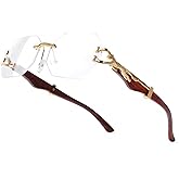 JUDOO Rimless Rectangle Sunglasses for Men Women Fashion Hip hop Frameless Designer Shades Y2K Square Clear Glasses