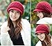Glamorstar Winter Knit Hat Stretch Warm Beanie Ski Cap with Visor for Women Girl Red Wine