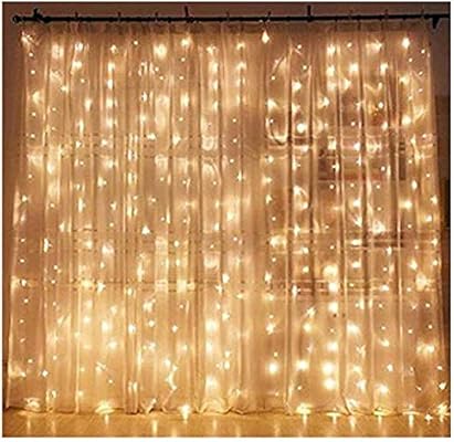 Diy 300 Led Window Curtain String Light Wedding Party Home Garden