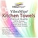 VibraWipe Kitchen Dish Towels, 12 Pieces, 29in x 18in, White with Blue Stripe (6 Pcs), with Green Stripes (6 Pcs), 100% Natural Cotton, Herringbone Weave, High Absorbent Dish Cloths