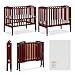Dream On Me 2 in 1 Portable Folding Stationary Side Crib in Cherry, Greenguard Gold Certified , 2 Piece Set
