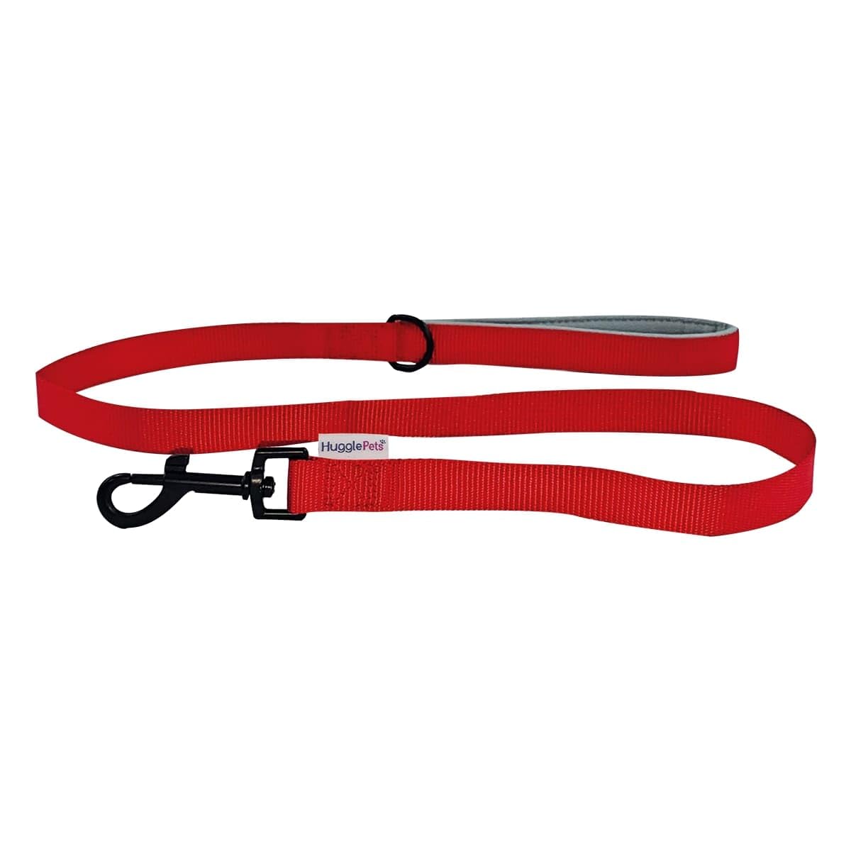 HugglePets Soft Padded Dog Lead. Red Dog Lead with Metal Swivel Trigger Fastening, Reinforced Stitching, Accessory Clip & Soft Neoprene Handle.