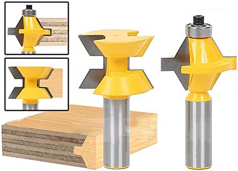 AccOED 2Pcs 1/2" Shank Router Bit Set 120 Degree Woodworking Groove Chisel Cutter Tool